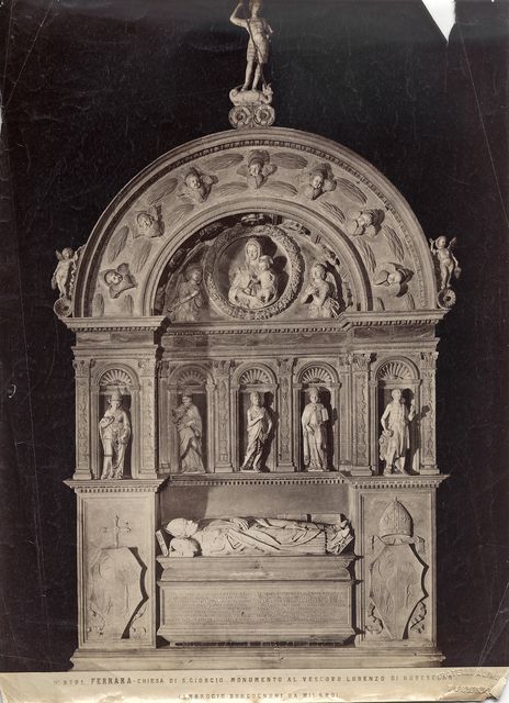 Alinari, Fratelli — Ferrara - Chiesa di S. Giorgio - Monumento al vescovo Lorenzo di Roverella. (Ambrogio Borgognoni da Milano). — insieme